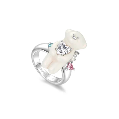 13DE MARZO Pearl Bear Ring Silver - Image 5