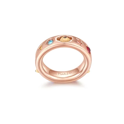 13DE MARZO Color Gems Bear Thin Ring Rose Gold - Image 3