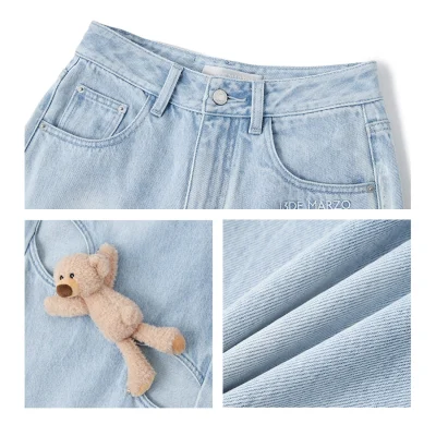 13DE MARZO Hollow-out Bear Jeans Blue - Image 8