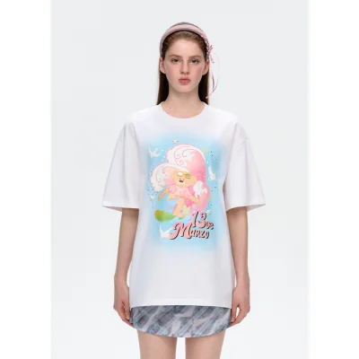13DE MARZO Island Style Surfing Bear T-Shirt White