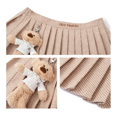 13DE MARZO Plaid Pleated Skirt Brown - Image 7