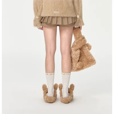 13DE MARZO Doozoo Fuzzy Handbag Khaki - Image 3