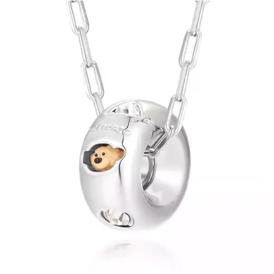 13DE MARZO Color Gems Bear Necklace Silver