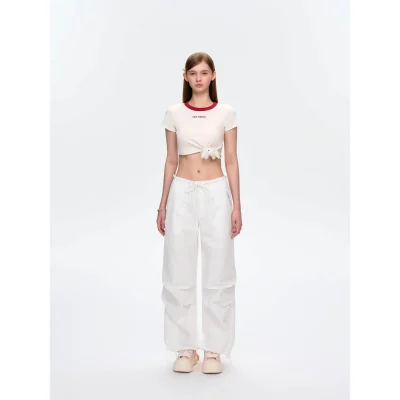 13DE MARZO Knot Cropped Top White - Image 3