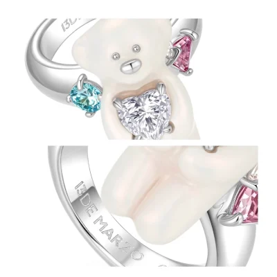 13DE MARZO Pearl Bear Ring Silver - Image 6
