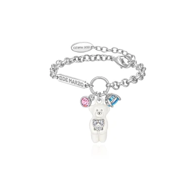 13DE MARZO Pearl Bear Bracelet Silver