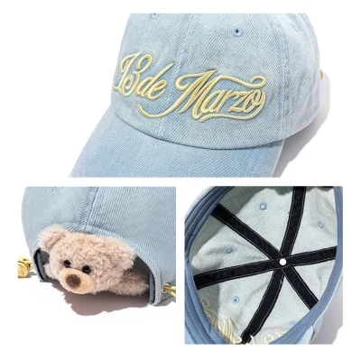 13DE MARZO Washed Distressed Baseball Cap Blue - Image 8