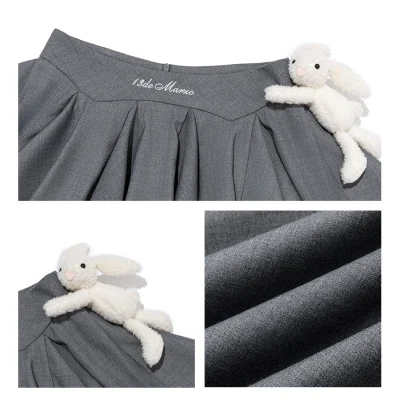 13DE MARZO Asymmetrical Pleated Cake Skort Grey - Image 8