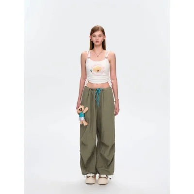 13DE MARZO Wide Cargo Trousers Green - Image 3