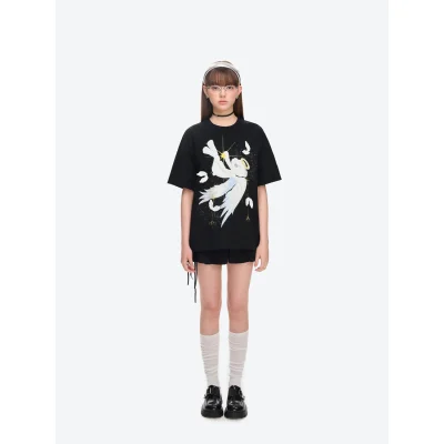 13DE MARZO Angel Devil Bear T-Shirt Black - Image 3