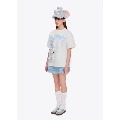13DE MARZO Elephant Bear Printed T-Shirt White - Image 3
