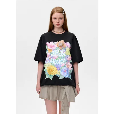 13DE MARZO Butterfly Bush T-shirt Dark Grey