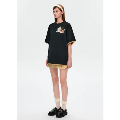 13DE MARZO Surfing Bear T-Shirt Black - Image 3