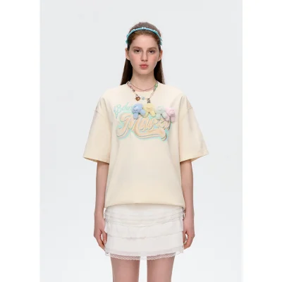13DE MARZO Rainbow Logo Bear T-Shirt White
