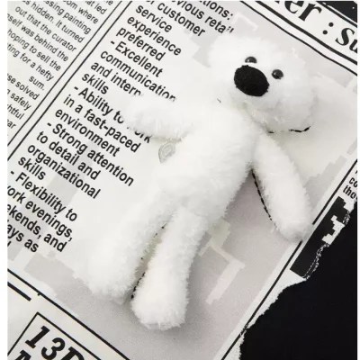 13DE MARZO Bear Newspaper T-Shirt Black - Image 7