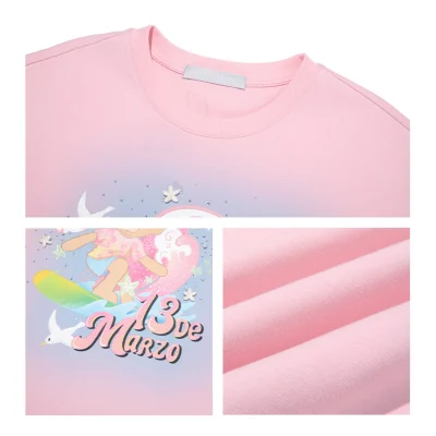 13DE MARZO Island Style Surfing Bear T-Shirt Pink - Image 7