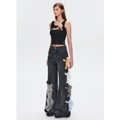 13DE MARZO Holiday Plushies Jeans Black - Image 4
