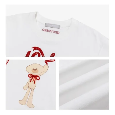 13DE MARZO Doozoo Checked Ribbon T-Shirt White - Image 8