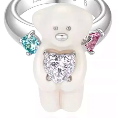 13DE MARZO Pearl Bear Ring Silver - Image 7
