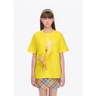 13DE MARZO Monkey Banana Bear T-Shirt Yellow
