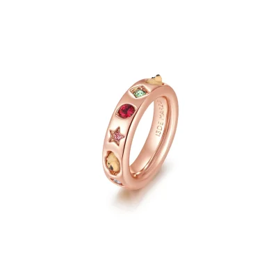 13DE MARZO Color Gems Bear Thin Ring Rose Gold