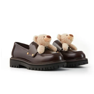 13DE MARZO Bear logo Loafers Khaki