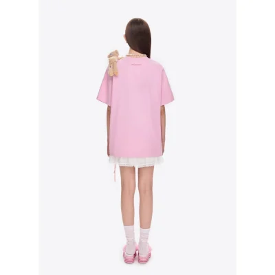 13DE MARZO Bear Stickers T-Shirt Pink - Image 4