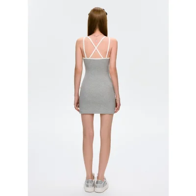 13DE MARZO Strapless Bodycon Dress Grey - Image 4