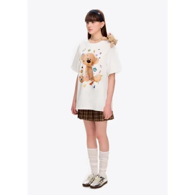 13DE MARZO Bear Stickers T-Shirt White - Image 3
