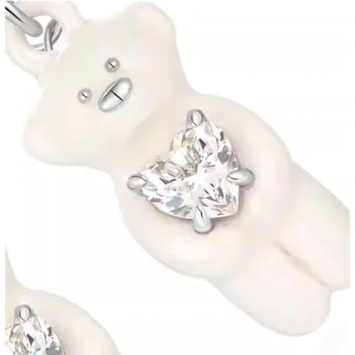 13DE MARZO Pearl Bear Earring Silver - Image 5
