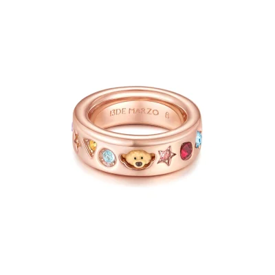 13DE MARZO Color Gems Bear Ring Rose Gold