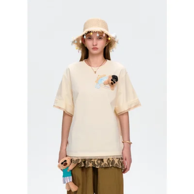 13DE MARZO Surfing Bear T-Shirt White