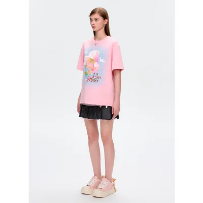 13DE MARZO Island Style Surfing Bear T-Shirt Pink - Image 3