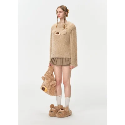 13DE MARZO Doozoo Fuzzy Handbag Khaki - Image 4