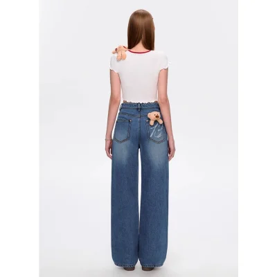 13DE MARZO Ribbon Collar Cropped Top White - Image 5