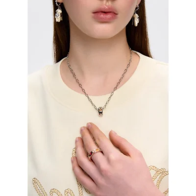 13DE MARZO Color Gems Bear Necklace Silver