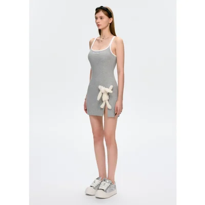 13DE MARZO Strapless Bodycon Dress Grey - Image 3