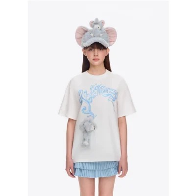 13DE MARZO Elephant Bear Printed T-Shirt White