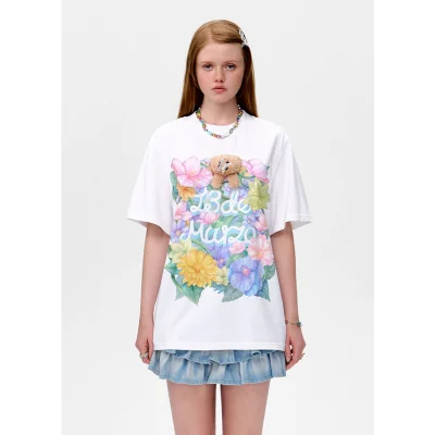 13DE MARZO Butterfly Bush T-shirt White