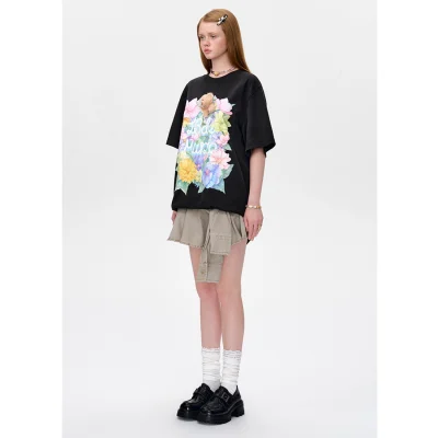 13DE MARZO Butterfly Bush T-shirt Dark Grey - Image 3