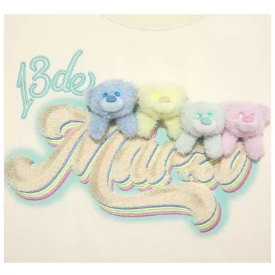 13DE MARZO Rainbow Logo Bear T-Shirt White - Image 7