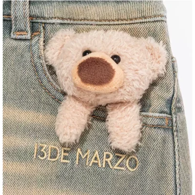 13DE MARZO Embroidered Logo Denim Skirt Blue - Image 7