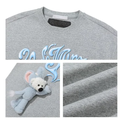 13DE MARZO Elephant Bear Printed T-Shirt Grey - Image 8