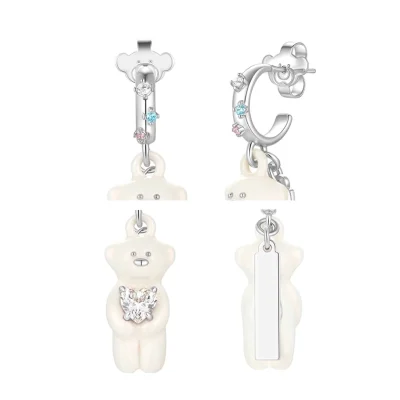 13DE MARZO Pearl Bear Earring Silver - Image 8