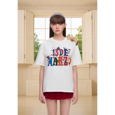 13DE MARZO DIY Colour-Fill T-Shirt White