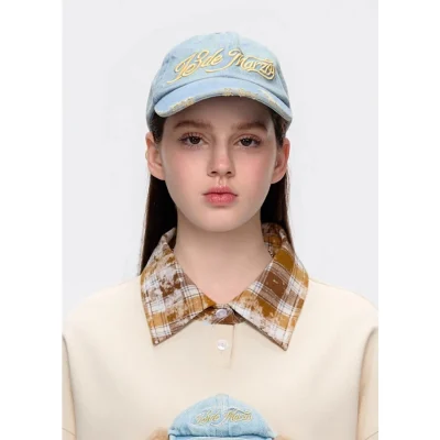 13DE MARZO Washed Distressed Baseball Cap Blue