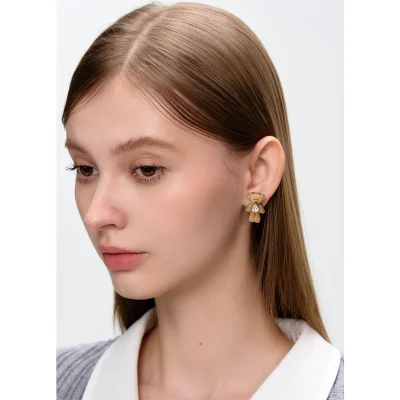 13DE MARZO Plush Bear Ear Stud Silver - Image 3