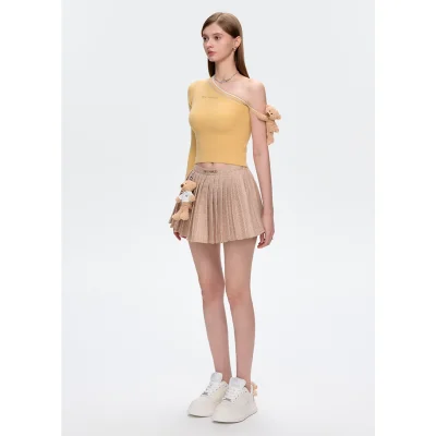 13DE MARZO Plaid Pleated Skirt Brown - Image 3