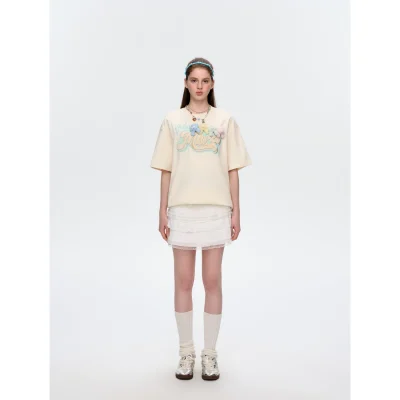 13DE MARZO Rainbow Logo Bear T-Shirt White - Image 3