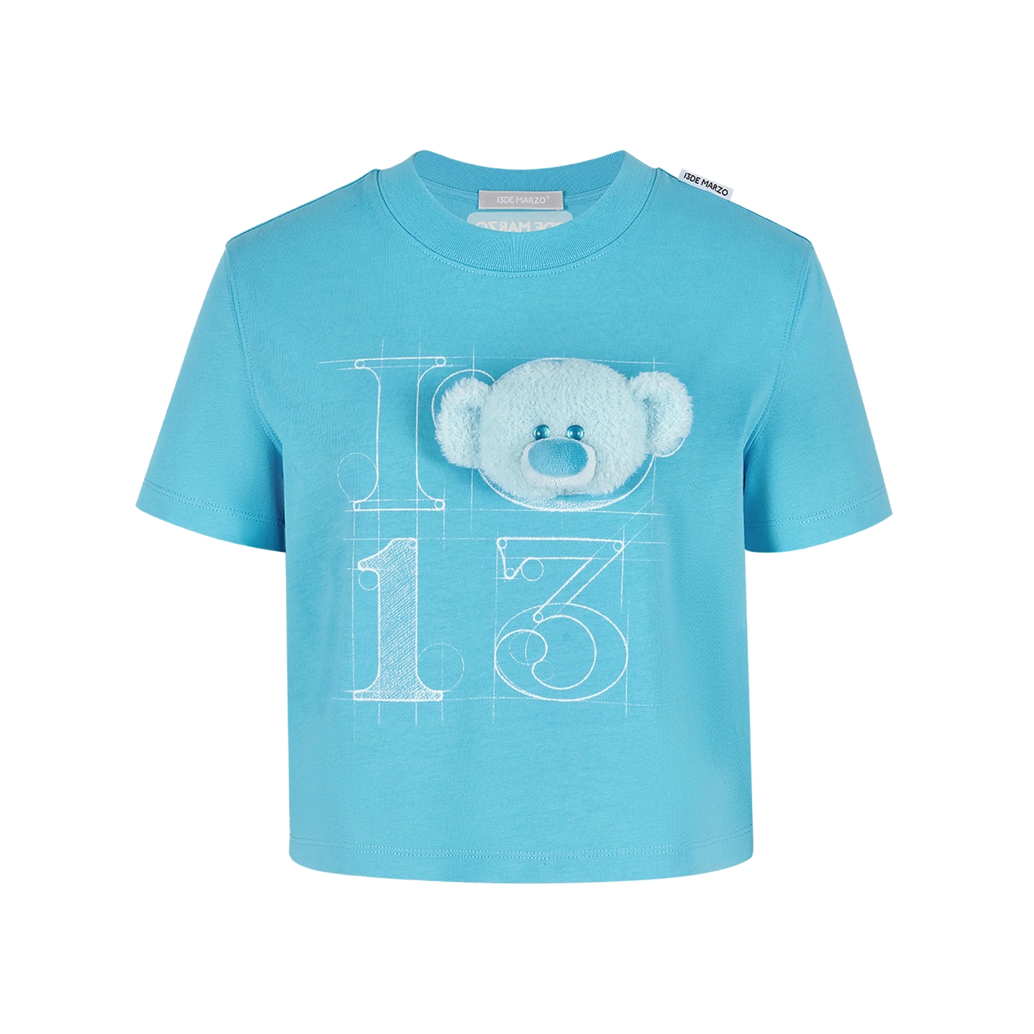 13DE MARZO Doozoo 3-D Bear Cropped Top Blue